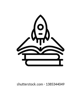 Vector black line icon for knowledge growth