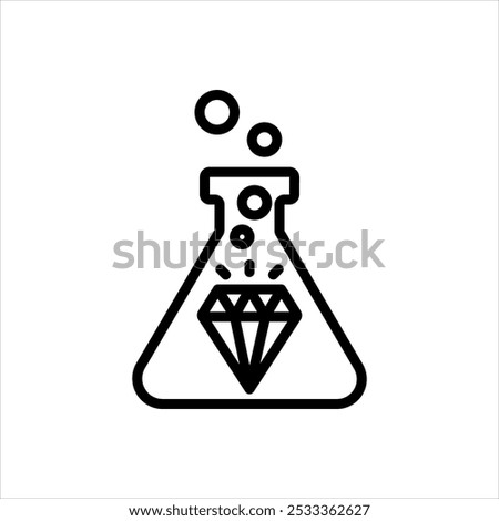 Vector black line icon for Lab grown diamond