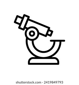 Vector black line icon laboratory microscope isolated on white background