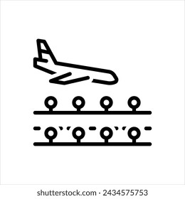 Vector schwarze Linie Symbol für Landung