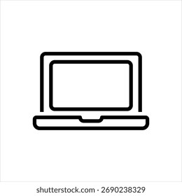 Ícone de linha preta vetorial para laptop