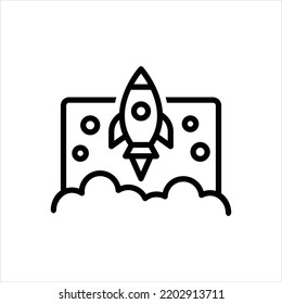 Vector black line icon for launched
