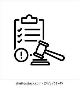 Vector black line icon for lawsuits