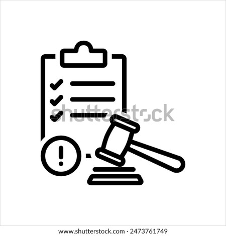 Vector black line icon for lawsuits