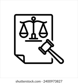 Vector black line icon for legal brief