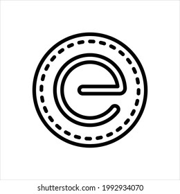 Vector black line icon for letter