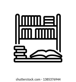 Vector black line icon for library
