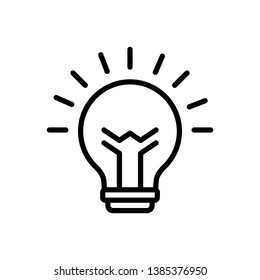 Vector black line icon for lightbulb