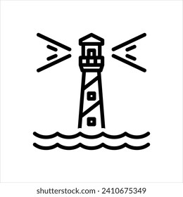 Vector black line icon for lighthous