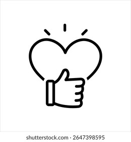 Vector black line icon for like