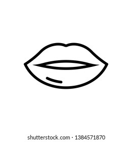 Vector black line icon for lips