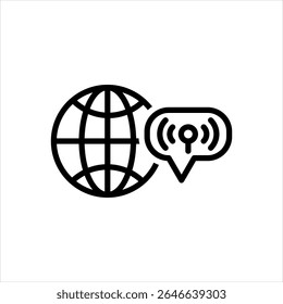 Vector black line icon for live broadcast