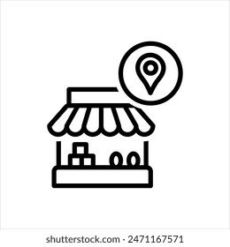 Vector black line icon for local shop