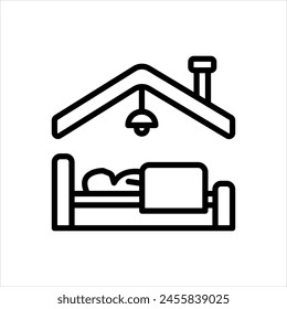 Vector black line icon for lodging