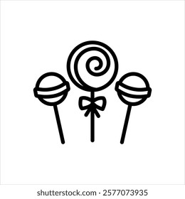 Vector black line icon for lollipop