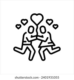 Vector black line icon for love