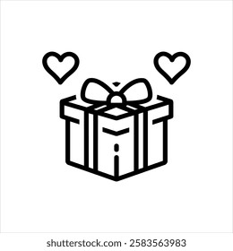 Vector black line icon for love surprise