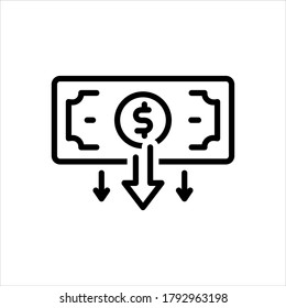Vector black line icon for low