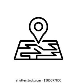 Vector black line icon for map