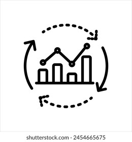 Vector black line icon for market execution