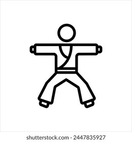 Vector black line icon for martial arts