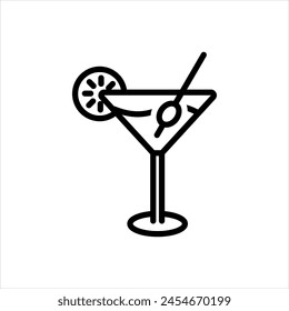 Vector black line icon for martinis 