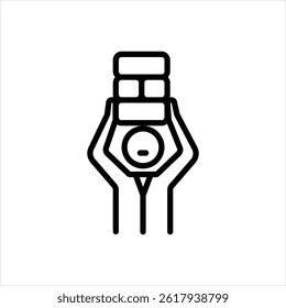 Vector black line icon for mason tender
