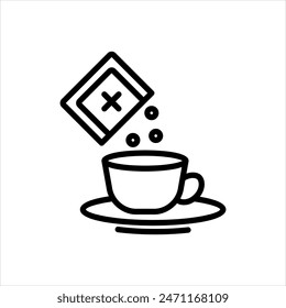 Vector black line icon for medicated drink