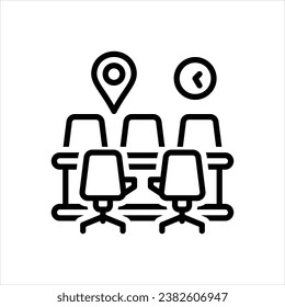 Vector black line icon for meeting location