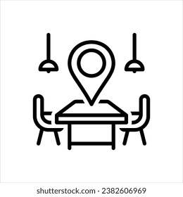 Icono de línea negra del vector para el punto de encuentro