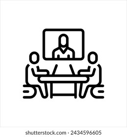 Icono de línea negra vectorial para reunión