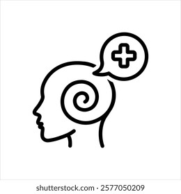 Vector black line icon for  mental health