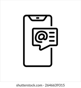 Vector black line icon for mention