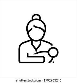 Icono de línea negra del vector para mamá