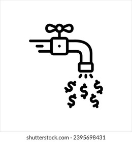 Icono de la línea negra del vector para el flujo de dinero