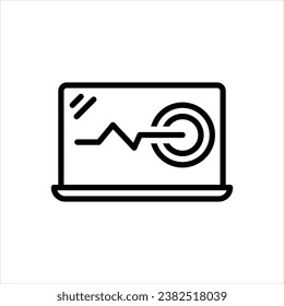 Vector black line icon for monitoring