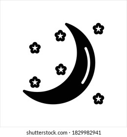 Vector black line icon for moon