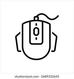 Vector black line icon for mouse