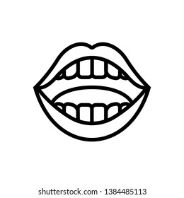 Vector black line icon for mouth