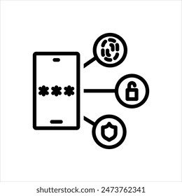 Vektorgrafik-Schwarzzeilensymbol für Mehrfachauthentifizierung