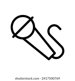 Vector black line icon music microphone isolated on white background
