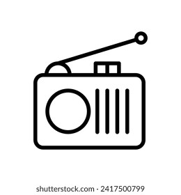 Vector black line icon music radio isolated on white background