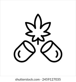 Vector black line icon for Narcotic capsules