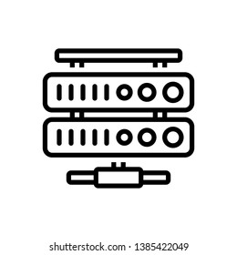 Vector black line icon for network database