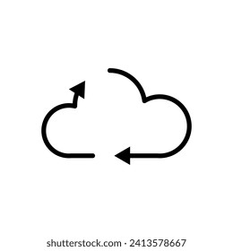 Nube de red de iconos de línea negra de vectores aislada en fondo blanco