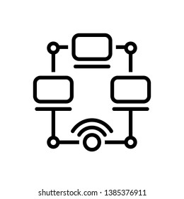 Vector black line icon for networking