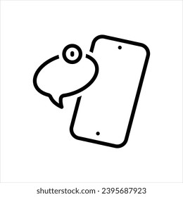 Vector black line icon for new message