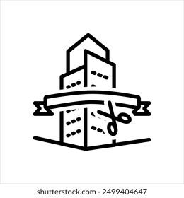 Vector black line icon for  new office