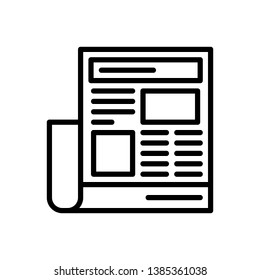 Vector black line icon for newspaper ads