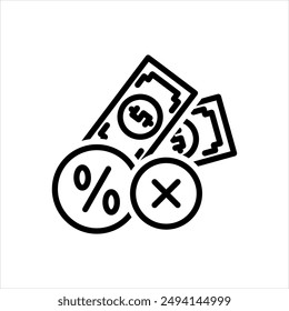Vector black line icon for no booking fee